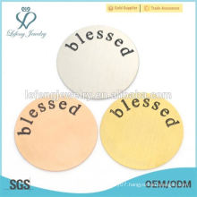 316l Stainless Steel Floating charm Locket Plates, plate engraved with blessed